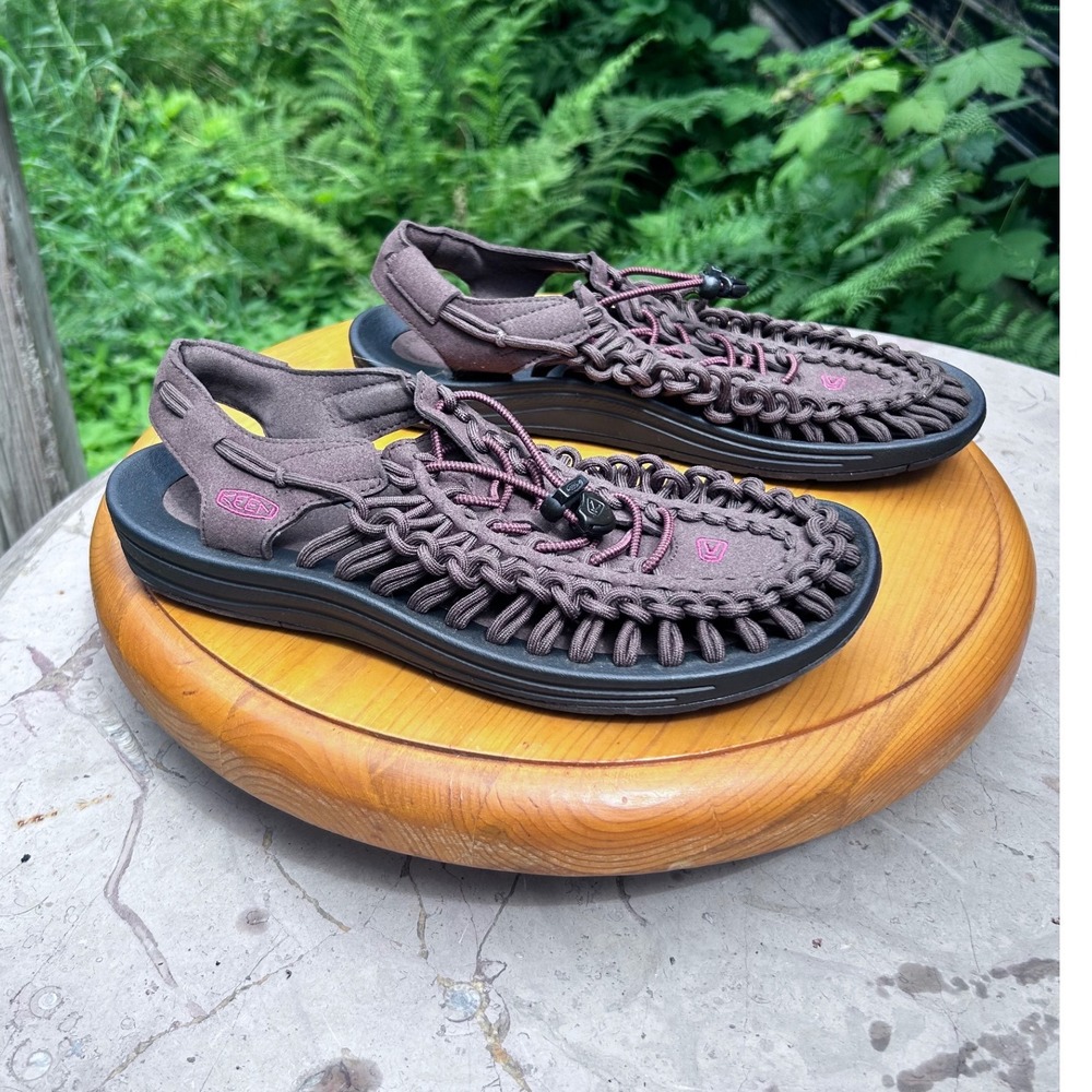 KEEN Uneek Sandals Womens Size 9 Plum Brown Pink Braided Cord Hiking Water Shoes